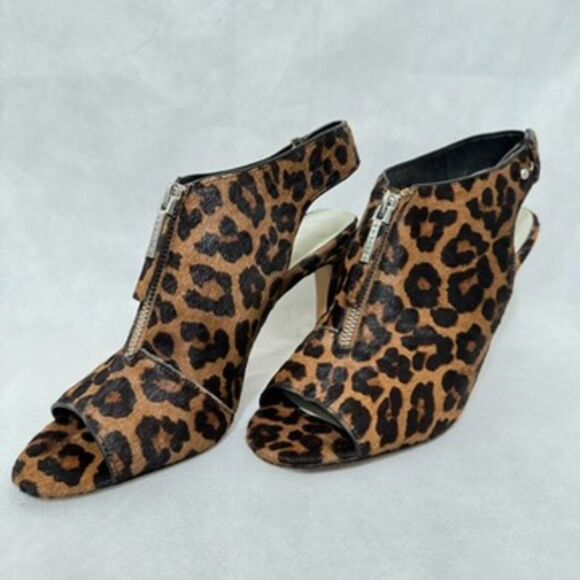 1. State Whiskey Multi Leopard Haircalf Peep Toe Shoe Heel Women 8.5M Heel 4" - Picture 1 of 5